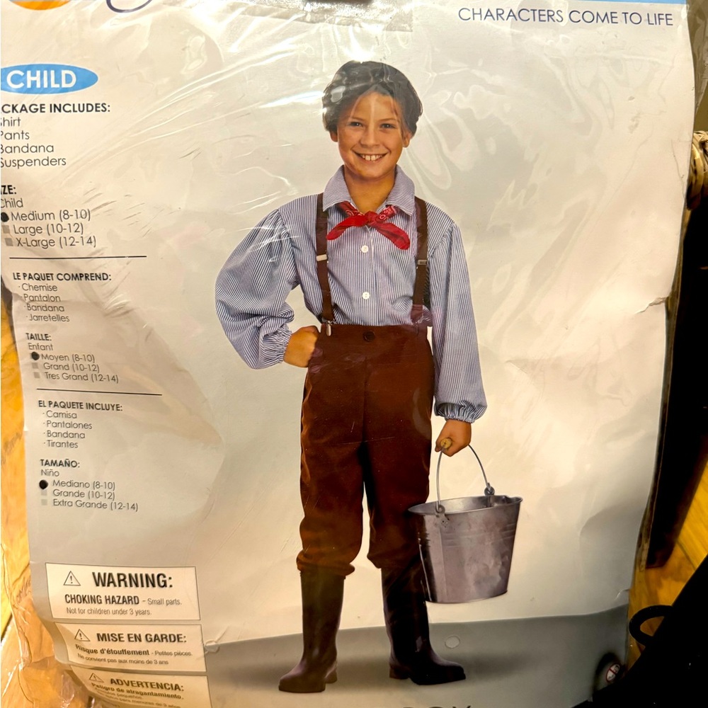 Pioneer boy costume. Size kids medium 8-10.